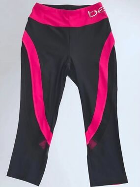 BEBE Pink and Black Performance Mesh Insert Sport Pants, Size 1X